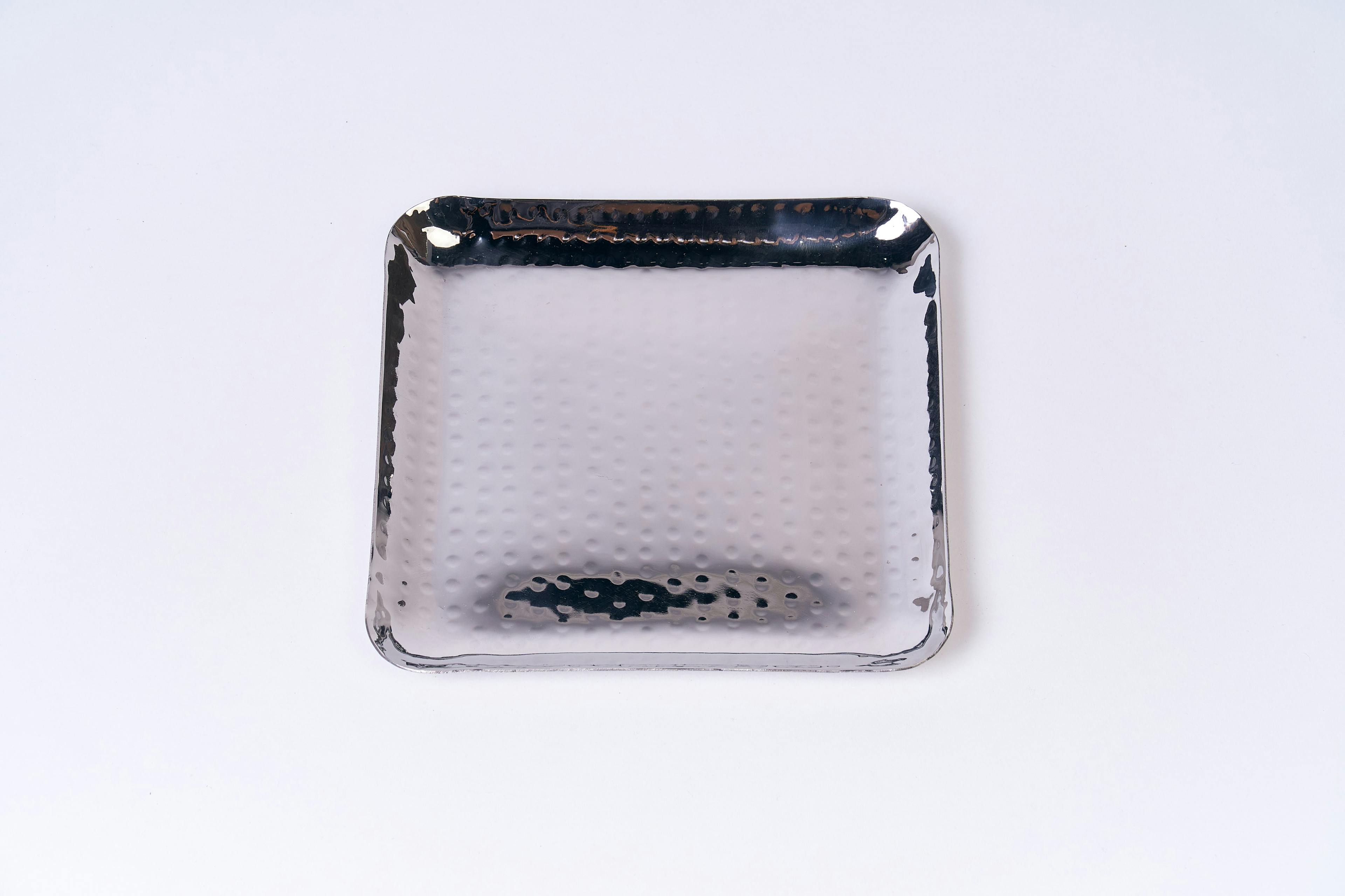Stainless Steel Hammered 8.5" Square Tray