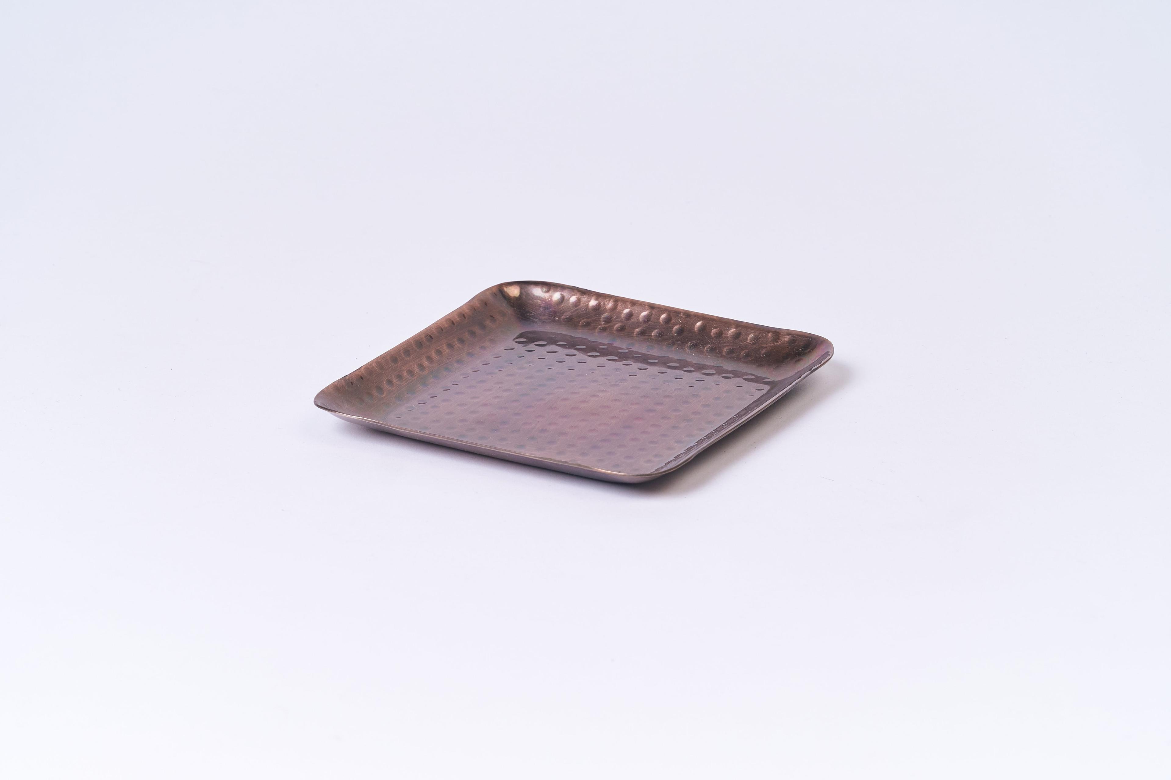 Smokey Copper Hammered 6" Square Tray
