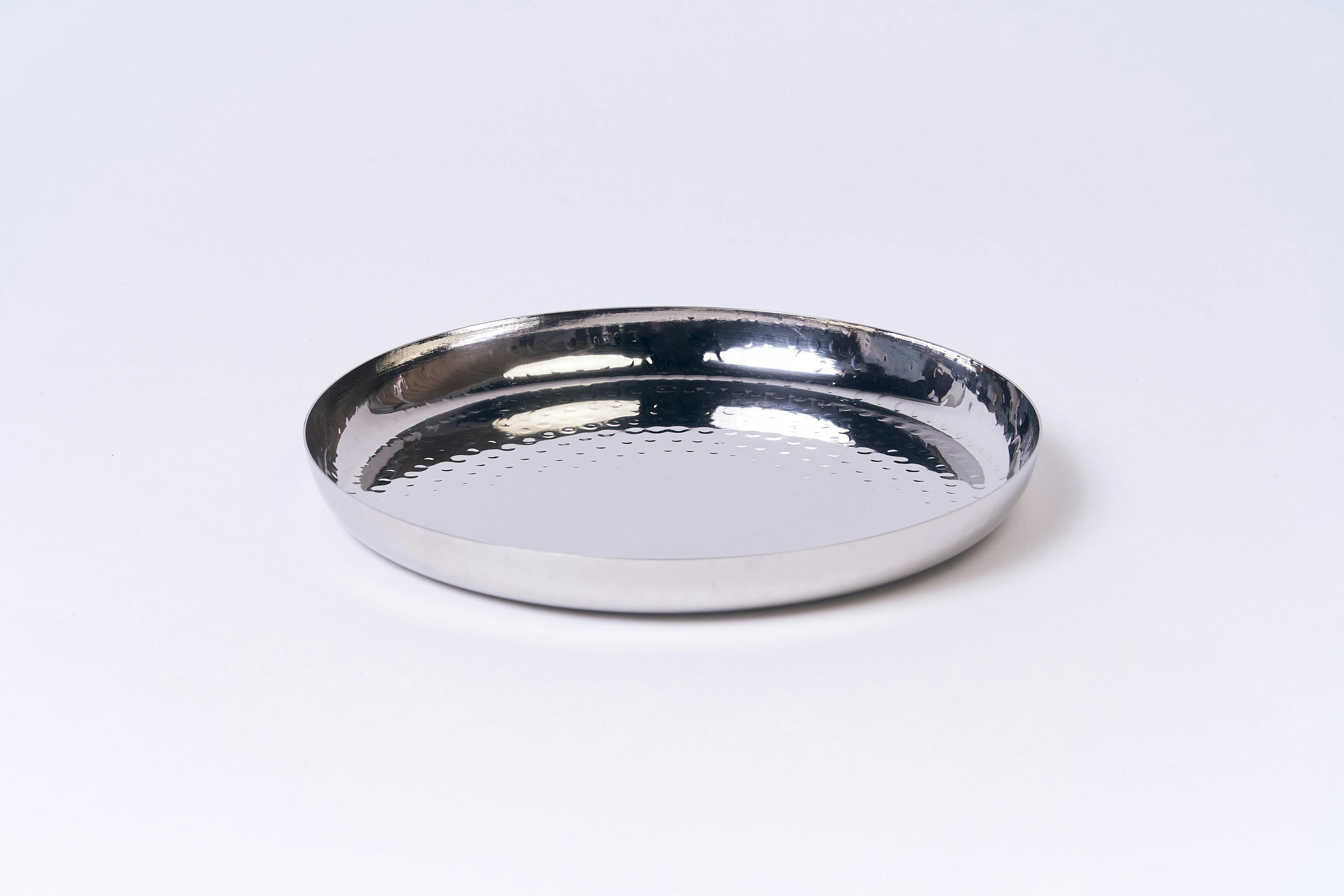 Stainless Steel Hammered 8" Round Tray