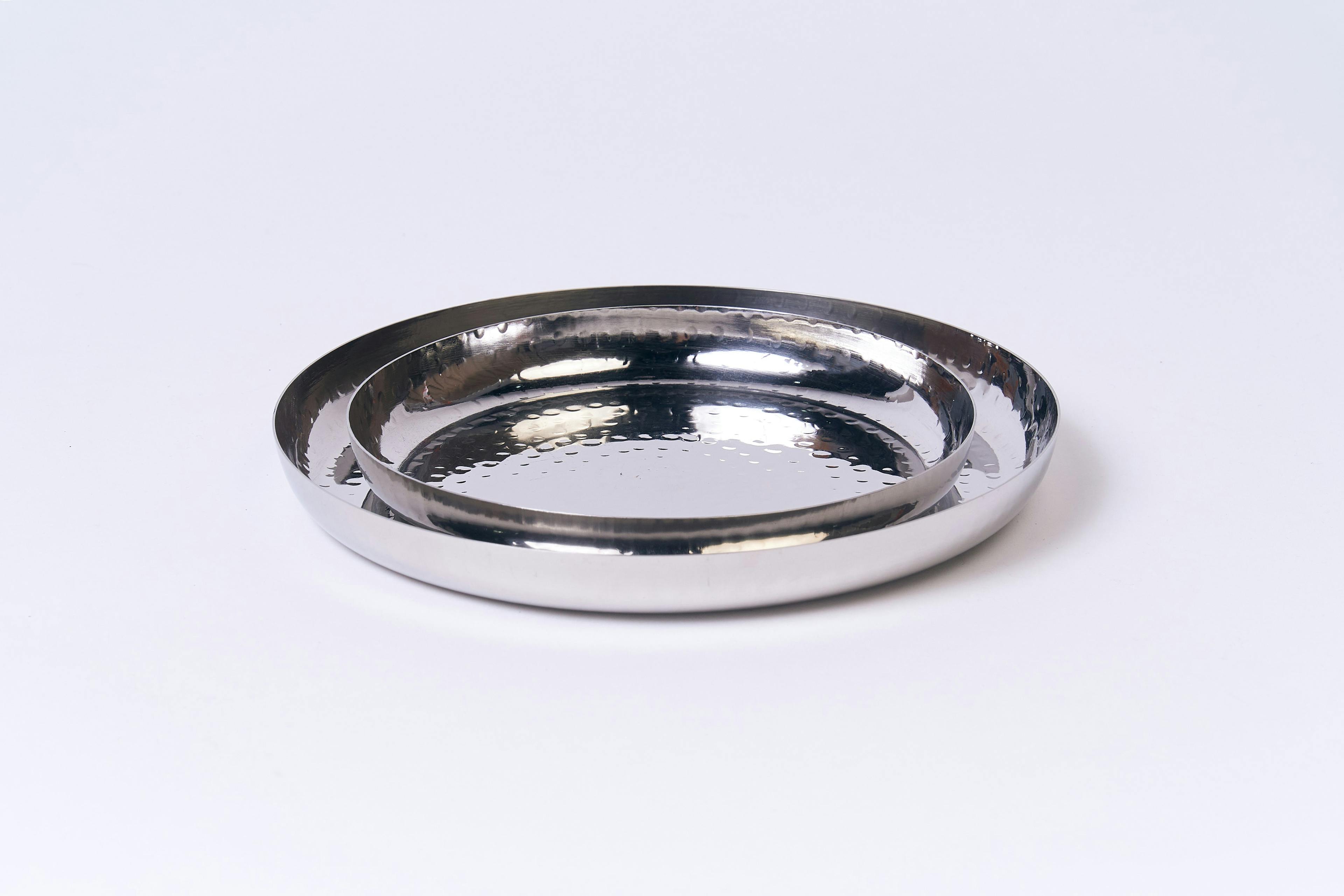 Stainless Steel Hammered 10" Round Tray
