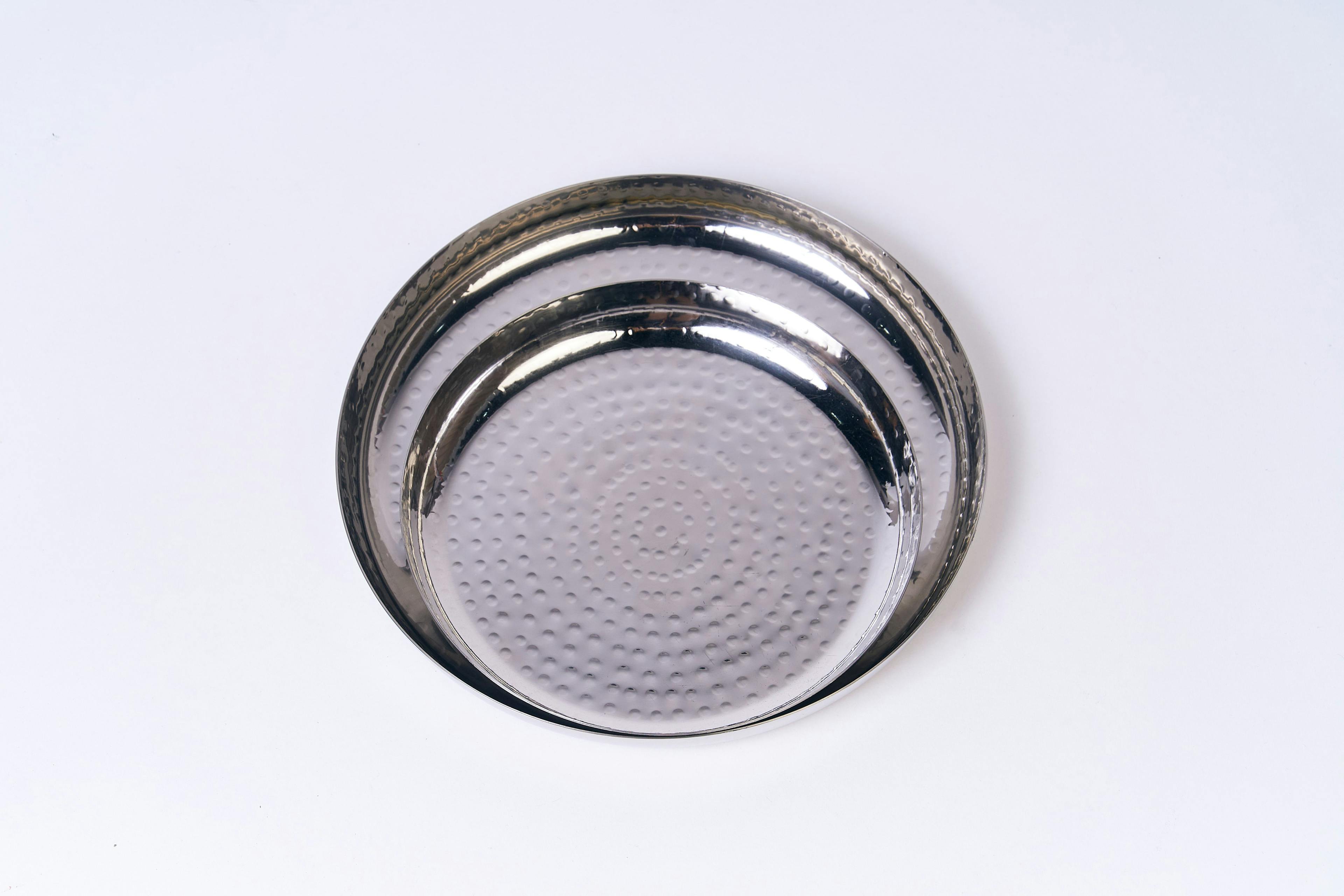 Stainless Steel Hammered 8" Round Tray